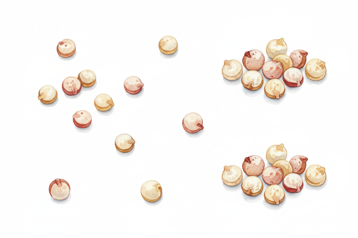 a watercolor botanical illustration of quinoa grain seeds.