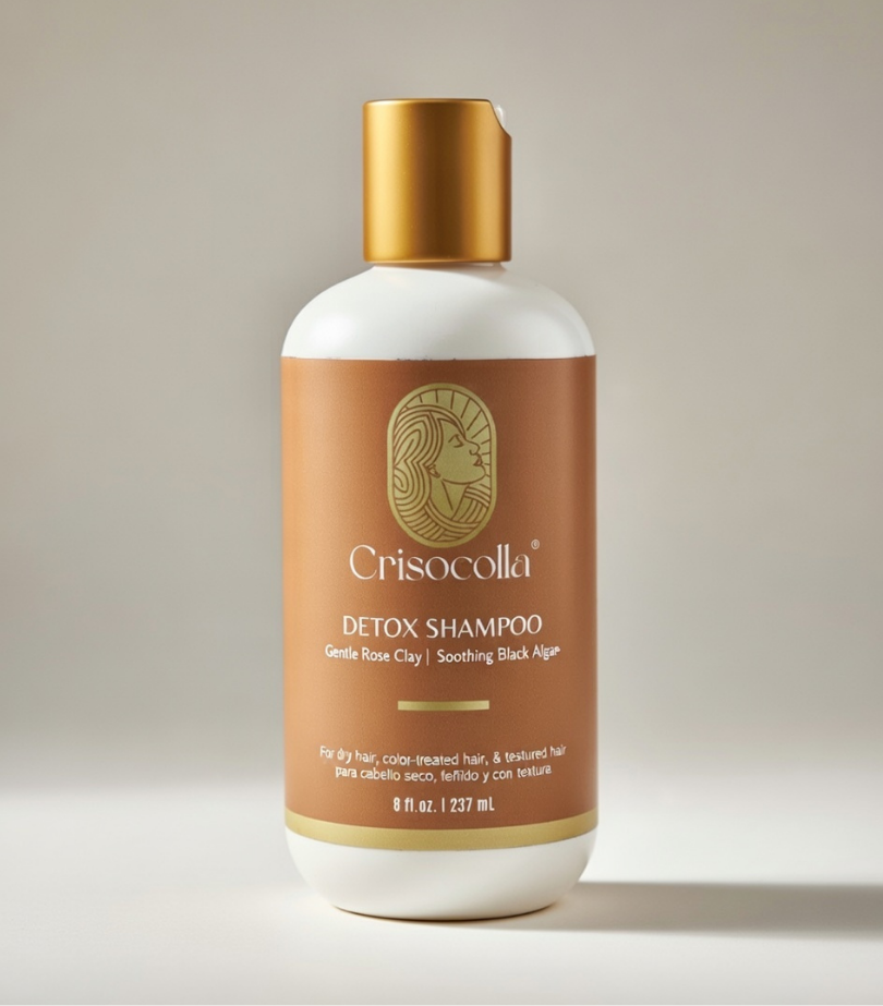 Crisocollo Detox Shampoo bottle on a beige background